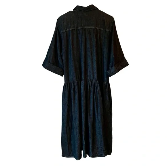 Oscar de la Renta for SWIRL Made USA 🇺🇸 Black Denim Shirt Dress Size M Vintage - Picture 4 of 13